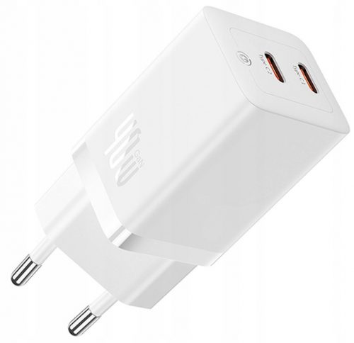  Încărcător de perete universal Baseus GaN5 40W 2x USB-C, alb