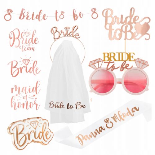  BRIDE TO BE Set Petrecere Burina Gadgets Decoratiuni Voal Cercevece 8 buc