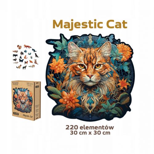  Puzzle din lemn FLOW Majestic Cat - 220 piese - produs polonez