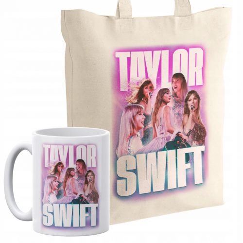  Set de geanta de bumbac cu fund pentru cumparaturi + cana Taylor Swift