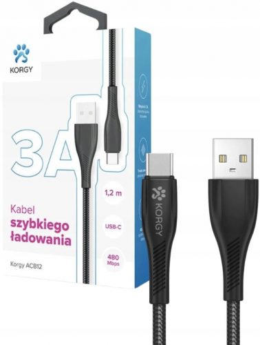 Korgy ACB12 USB-A - cablu USB-C 1,2 m Negru