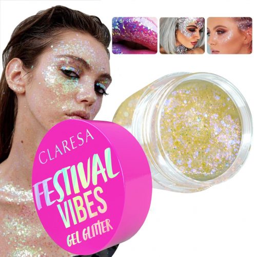  CLARESA FESTIVAL VIBE GEL GLITTER PENTRU FATA BODY HAIR 02 WE FOUND LOVE