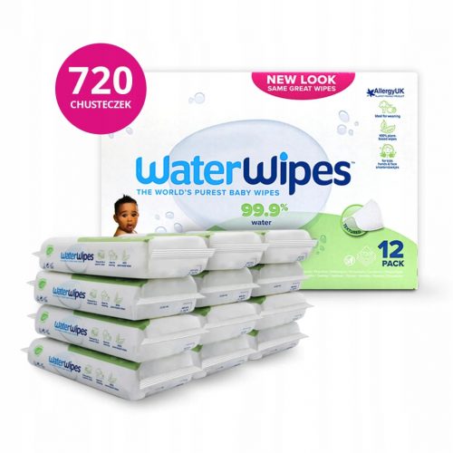  Șervețele umede 720 buc pentru copii WaterWipes 12 x 60 buc.