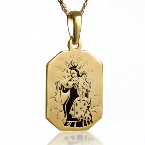  Scapular carmelit, argint 925, placat cu aur, email de bijuterii