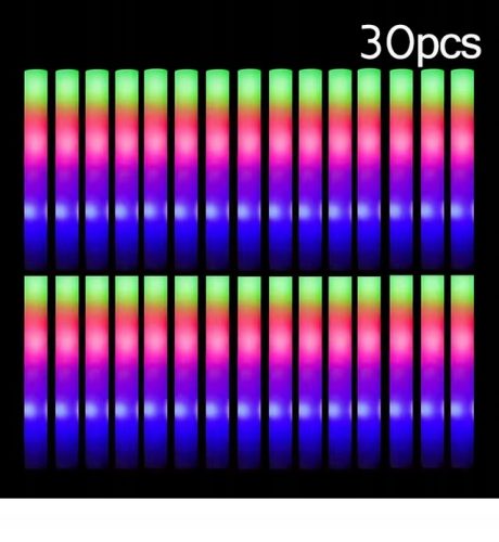  30 de bucăți de bețișoare de spumă cu LED-uri, bastoane moi