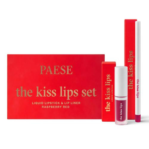  PAESE The Kiss Lips Set Set creion de buze și ruj lichid 05 Raspberry Red