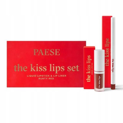  PAESE The Kiss Lips Set Set creion de buze și ruj lichid 04 Rusty Red