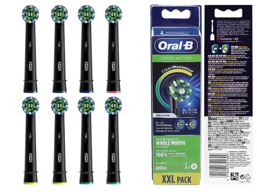  8ST BRAUN ORIGINAL ORAL-B CROSS ACTION EB50 NEGRU