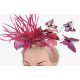  Un minunat fascinator roz cu o bentita extravagantă de fluture de primăvară