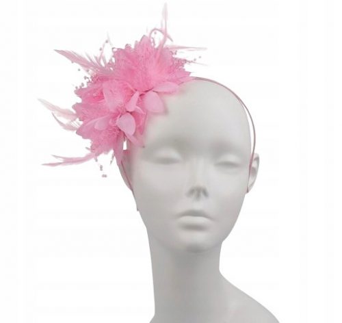  Frumoasa bentita de par roz fascinator floare boho banchet de nunta