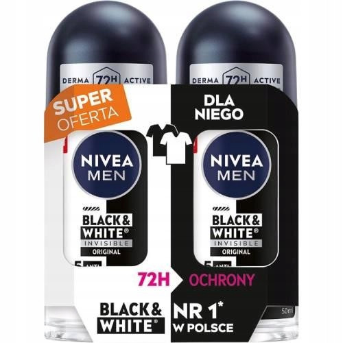  NIVEA Roll-On for Men Invisible Black & White Duopack