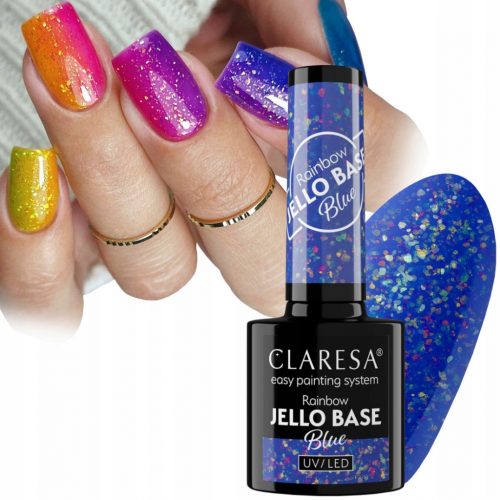  Claresa Rainbow Jello Base 5g Albastru cobalt albastru cu bucati de folie