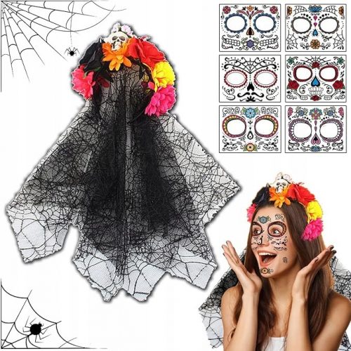  SET BANDETE +6X TATUAJ DECORATIE HALLOWEEN ROCHIE PETRECERE