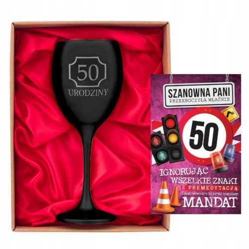  PAHAR DE VIN ȘI FELICITĂ DE ANIVERSARE MANDAT DE 50 DE ANIȘTERE PENTRU O FEMEIE