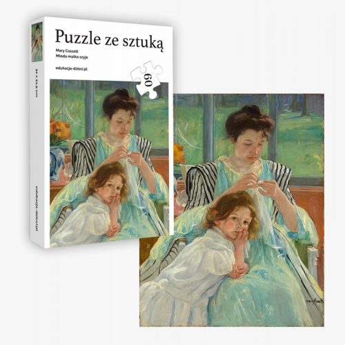  Puzzle cu o poză: O tânără mamă coase - Cassatt (60 piese)