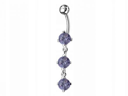  Inel pentru buric din argint 925, agatat lavanda cu zirconi 2,80 g piercing