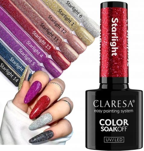  CLARESA STARLIGHT HYBRID POLISH SET FLASH EFECT COLLECTION 9 buc.