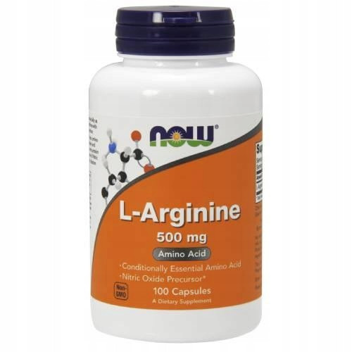  Capsule cu arginina L-Arginina, 500 mg - 100 capsule Now alimente 100 g fara aroma