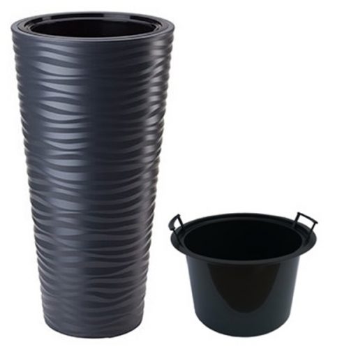  Form-ghiveci din plastic 35 cm x 35 x 68,5 cm diametru 34,5 cm plastic negru