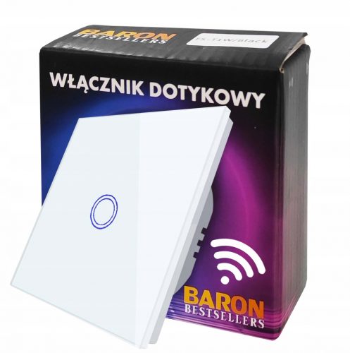 Comutator tactil WIFI, alb, un singur LED, sticla