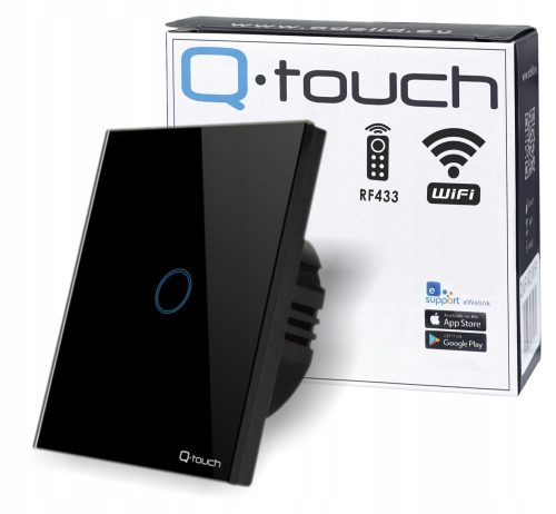 Întrerupător cu o singură atingere, Clasic, încastrat, controlat de la distanță Qtouch alb QWP.W1.WIFI-TOUCH QUADRA GLAS SWITCH