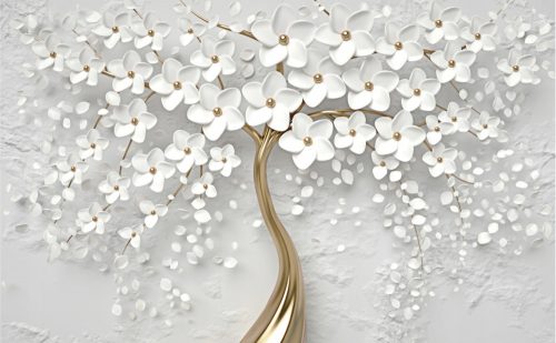 TAPET DE PERET 3D GOLDEN TREE FLORI GRAFICE modele #