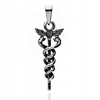  GEMMA TALISMAN SARPE AESCULAPE CADUCEUS SILVER 925 (