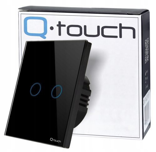 Comutator dublu tactil Adelid negru QB.W2-TOUCH