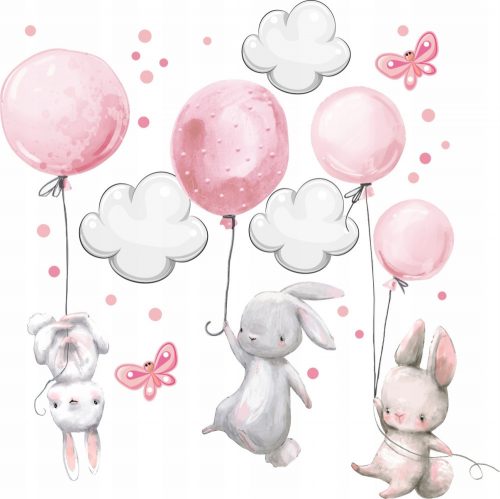  AUTOCOLENTE DE PERETE BUNNY BALLONES 50x100cm